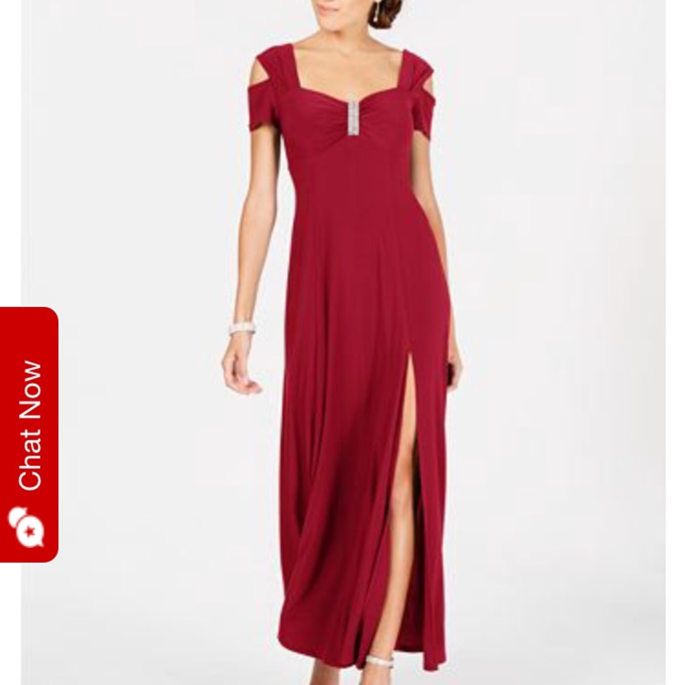 Bright Red Floor Length Evening Gown